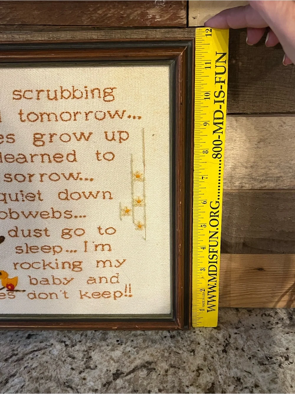 Art | Vintage Framed Cross Stitch Wall Art Mother Rocking Baby Babies ...